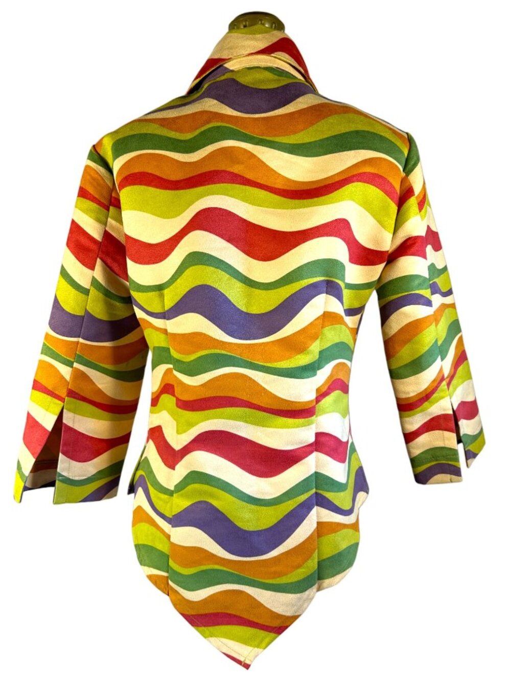 Vintage Annalese Multicolor Wave Print Jacket With Lace-Up Front & Tailored Fit - Picture 4 of 8